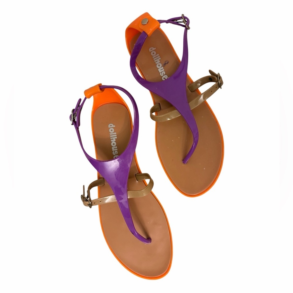 Dollhouse jelly sandals vibrant purple and orange Thong Sandals Size 8